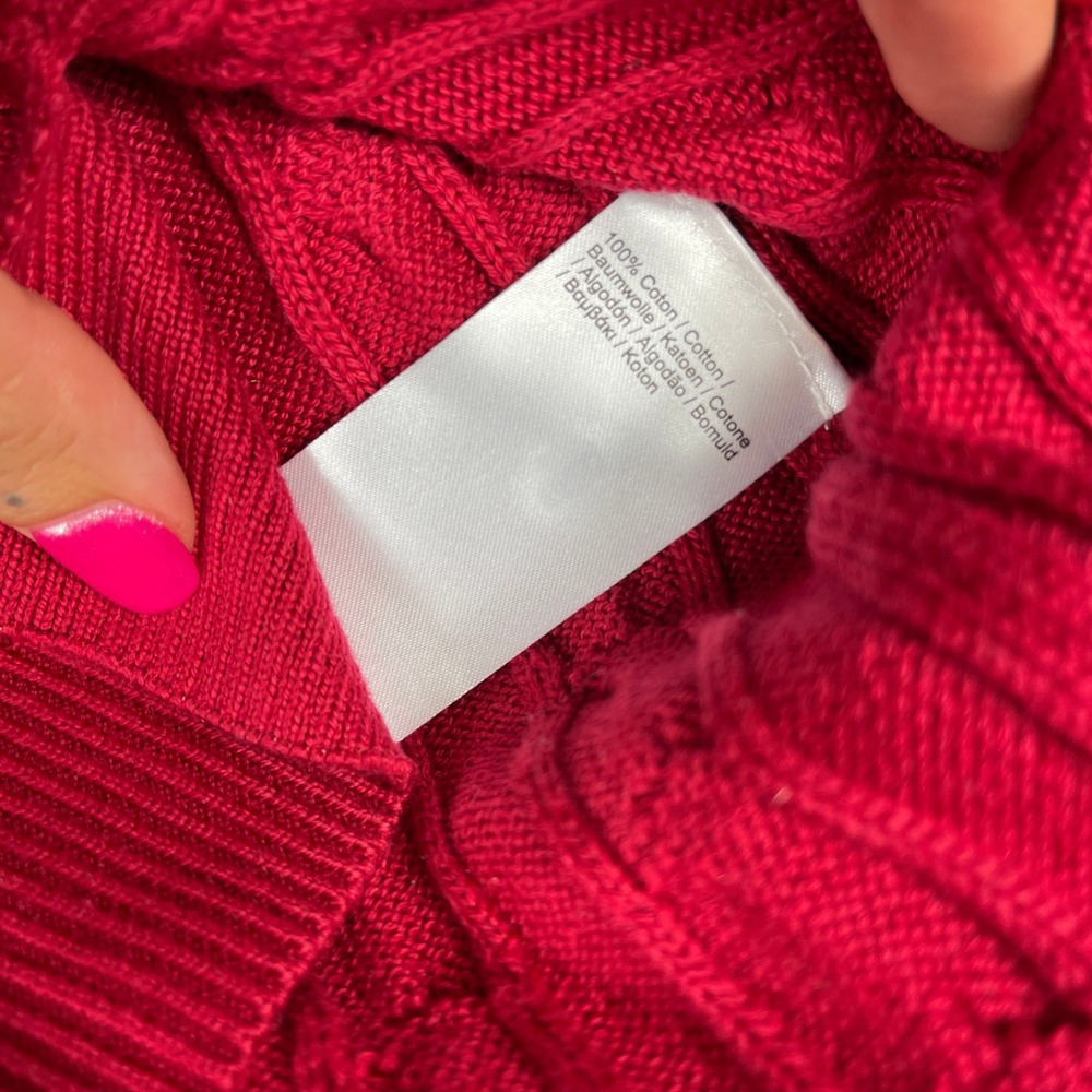 Lacoste Women's Red Cable Knit Crew Neck Sweater Large Classic - Picture 10 of 11